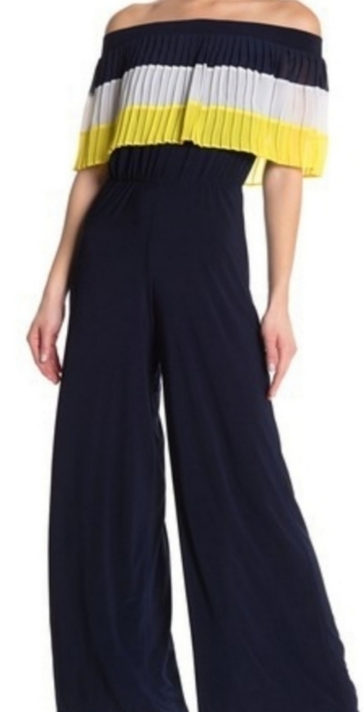 𝅺MSK  Navy Blue and Yellow Jumpsuit